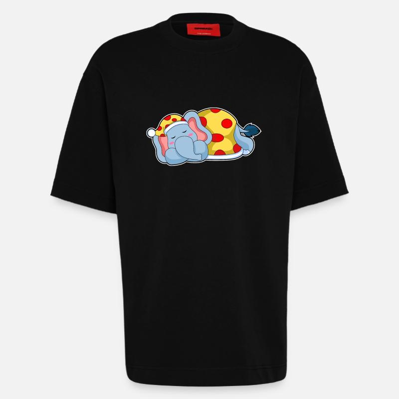 Pyjama de couchage éléphant - T-shirt bio épais oversize fabriqué en UE - SOLID BLACK