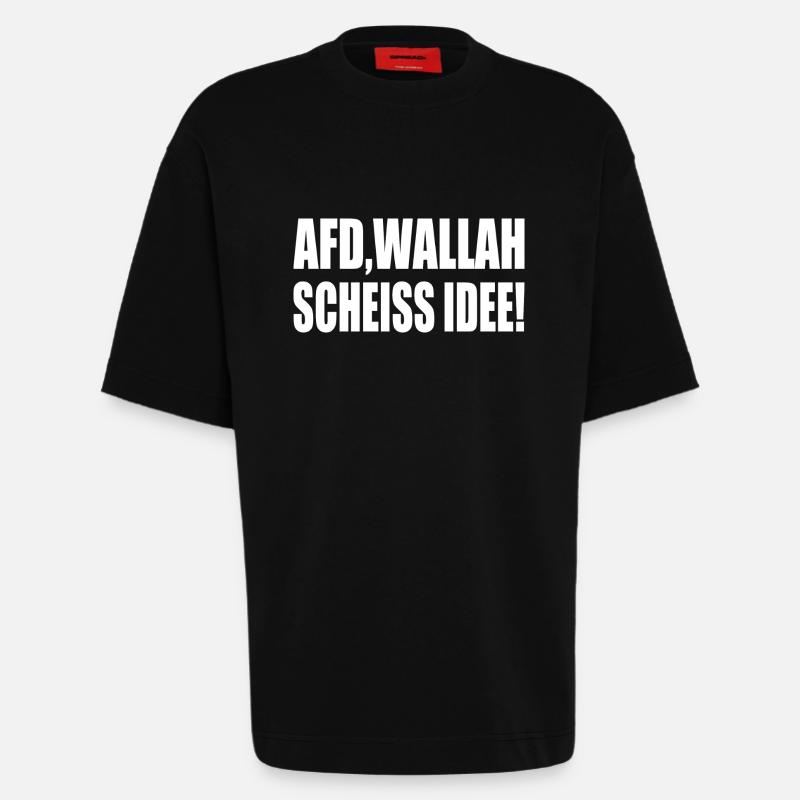 Afd wallah scheiss idee - Heavyweight T-Shirt - made by SPREAD  - SOLID BLACK