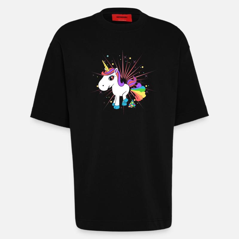 Pupsendes Einhorn - T-shirt bio épais oversize fabriqué en UE - SOLID BLACK