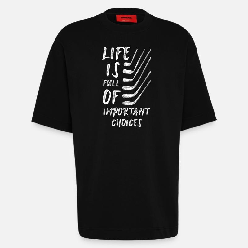 Cadeau de golf - T-shirt bio épais oversize fabriqué en UE - SOLID BLACK