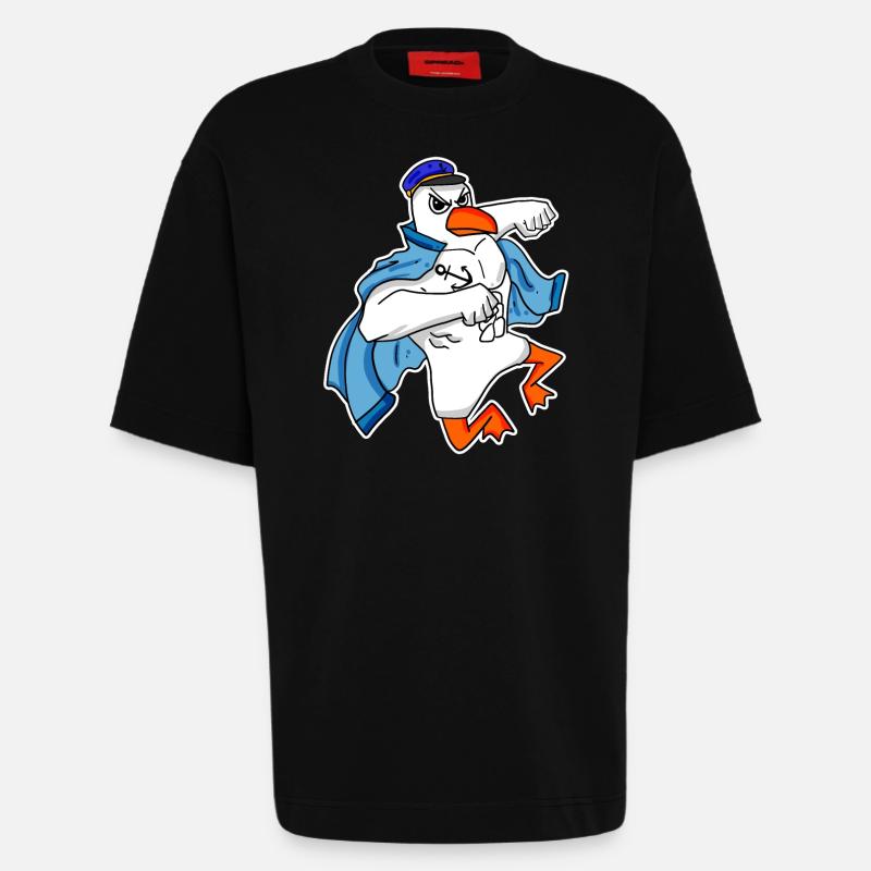 Seagull Captain Faust - Heavyweight T-Shirt - made by SPREAD  - SOLID BLACK
