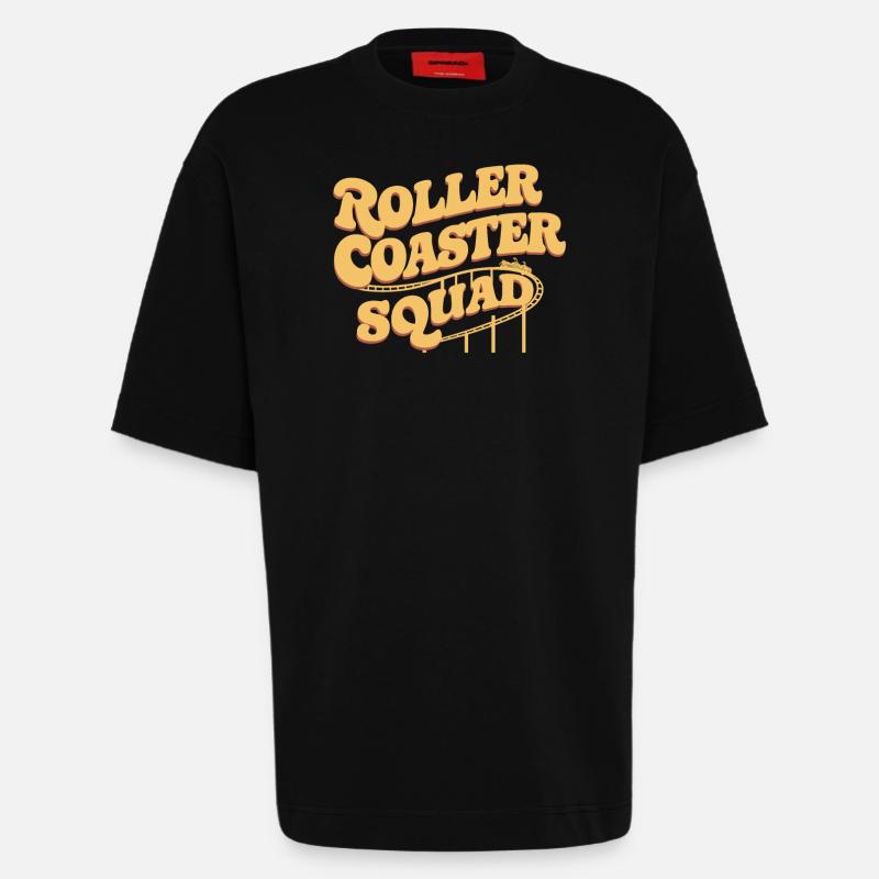 Roller Coaster Squad Achterbahn Fans - T-shirt bio épais oversize fabriqué en UE - SOLID BLACK