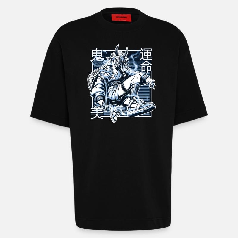 Blauer Kunoichi-Dämon - Heavyweight T-Shirt - made by SPREAD  - SOLID BLACK