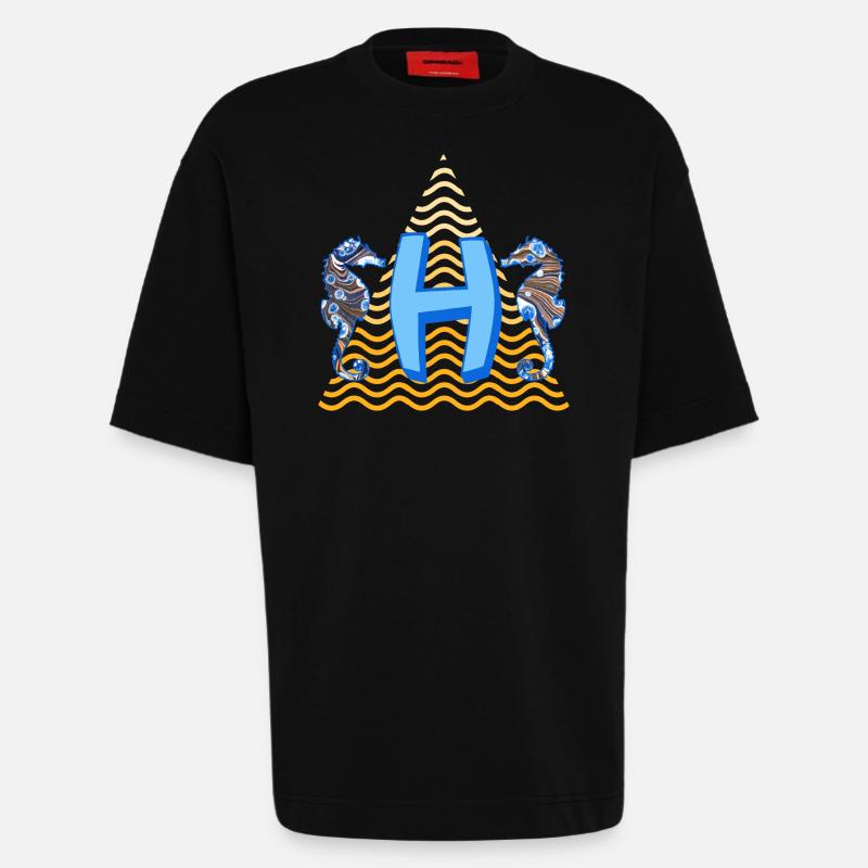 Hippocampe e 262 h - T-shirt bio épais oversize fabriqué en UE - SOLID BLACK