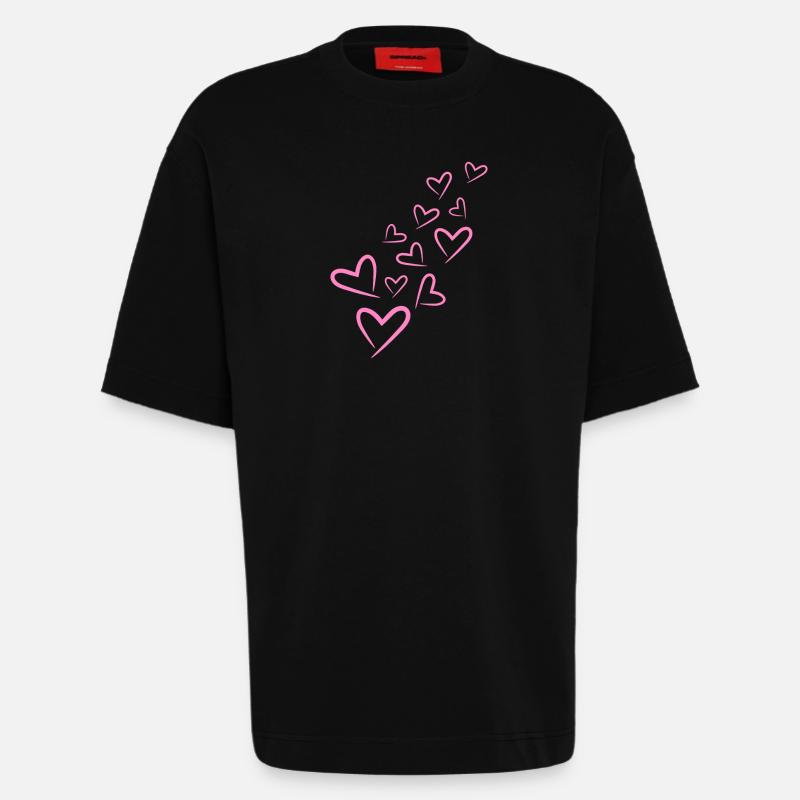 Herzchen Herz Muster Rosa - Heavyweight T-Shirt - made by SPREAD  - SOLID BLACK