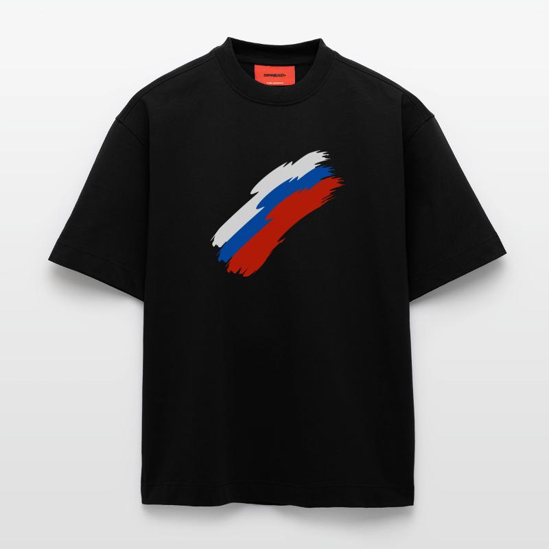 Russie drapeau couleurs T-shirt bio épais oversize fabriqué en UE