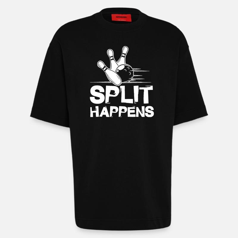 Bowling Split Happens - Heavyweight T-Shirt - made by SPREAD  - SOLID BLACK