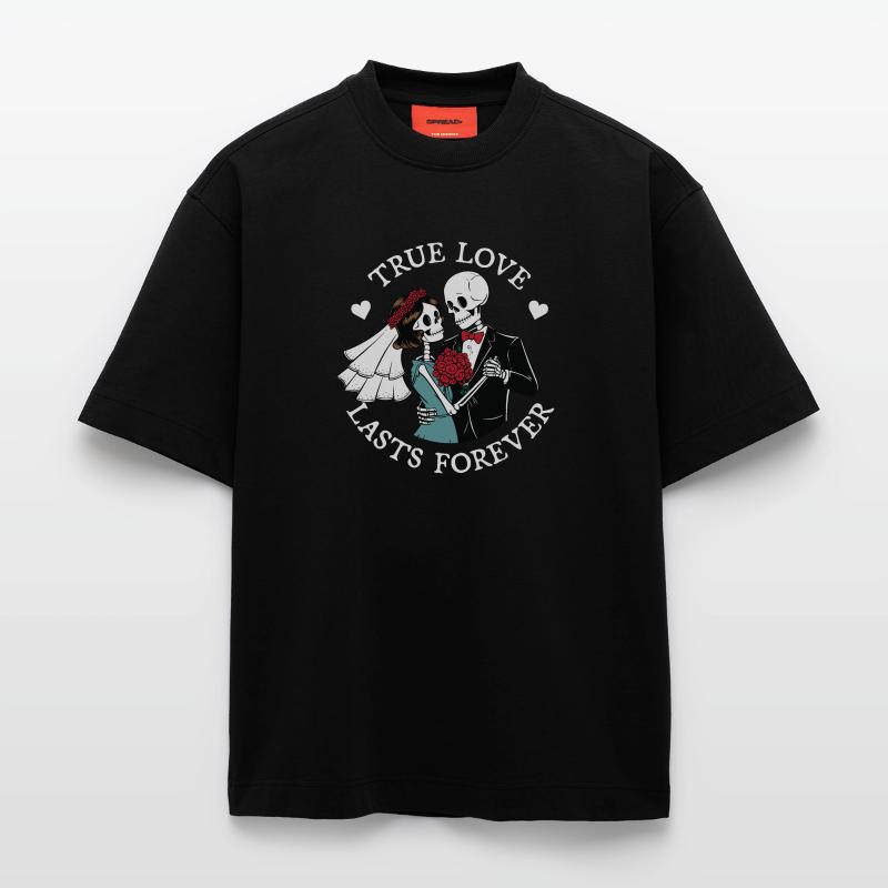 L’amour véritable dure éternellement T-shirt bio épais oversize fabriqué en UE