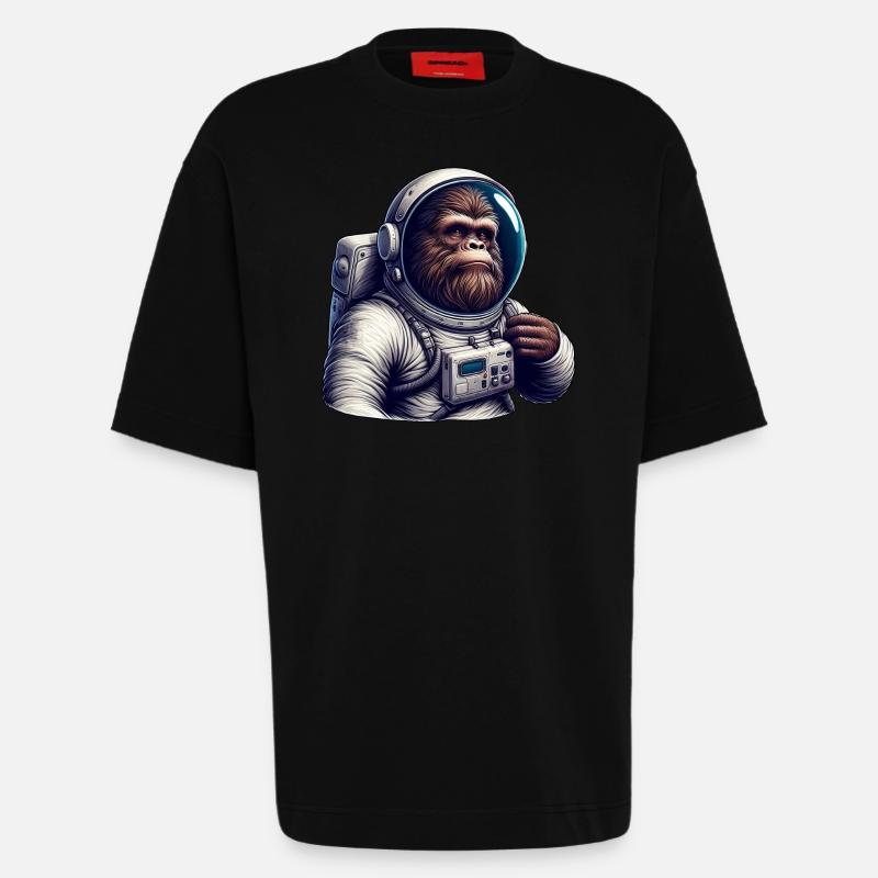 Astronaute gorille dans l’espace - T-shirt bio épais oversize fabriqué en UE - SOLID BLACK