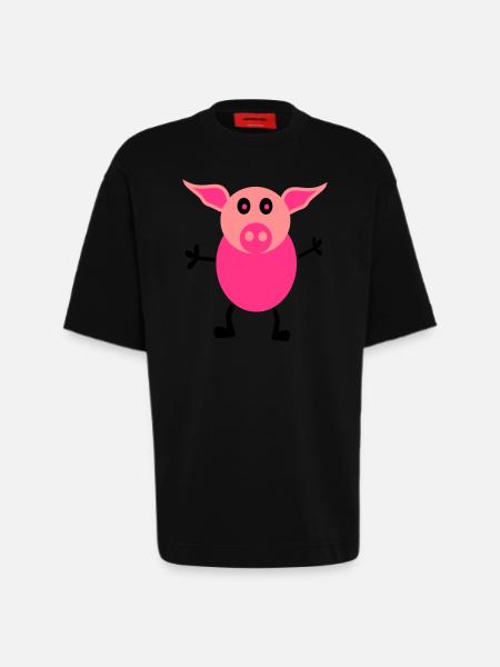 Schweine Männchen - Heavyweight T-Shirt - made by SPREAD  - SOLID BLACK
