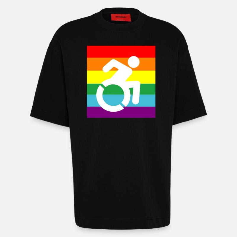 Behinderte, Schwule, Rollstuhl, Pride, LGBTQ # - Heavyweight T-Shirt - made by SPREAD  - SOLID BLACK