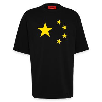 China Sterne - Heavyweight T-Shirt - made by SPREAD  - SOLID BLACK - Vorne - Fiona (171cm)