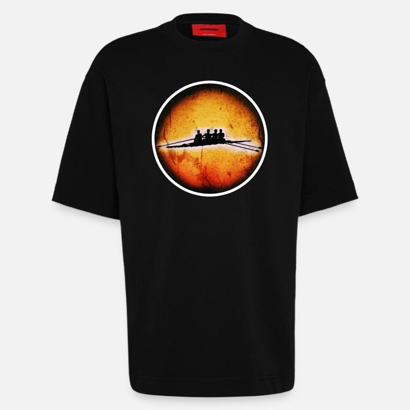 Rameurs à 4 hommes - T-shirt bio épais oversize fabriqué en UE - SOLID BLACK