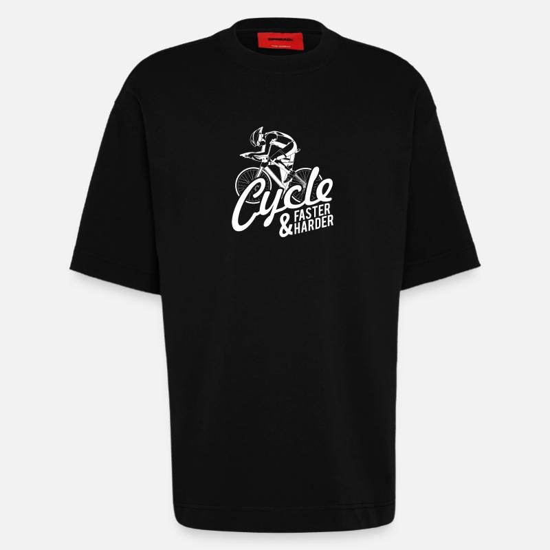 Cyclisme Cyclisme Cyclisme Cyclisme Cyclisme - T-shirt bio épais oversize fabriqué en UE - SOLID BLACK