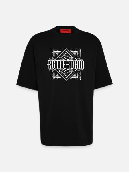 Conception de Rotterdam - T-shirt bio épais oversize fabriqué en UE - SOLID BLACK