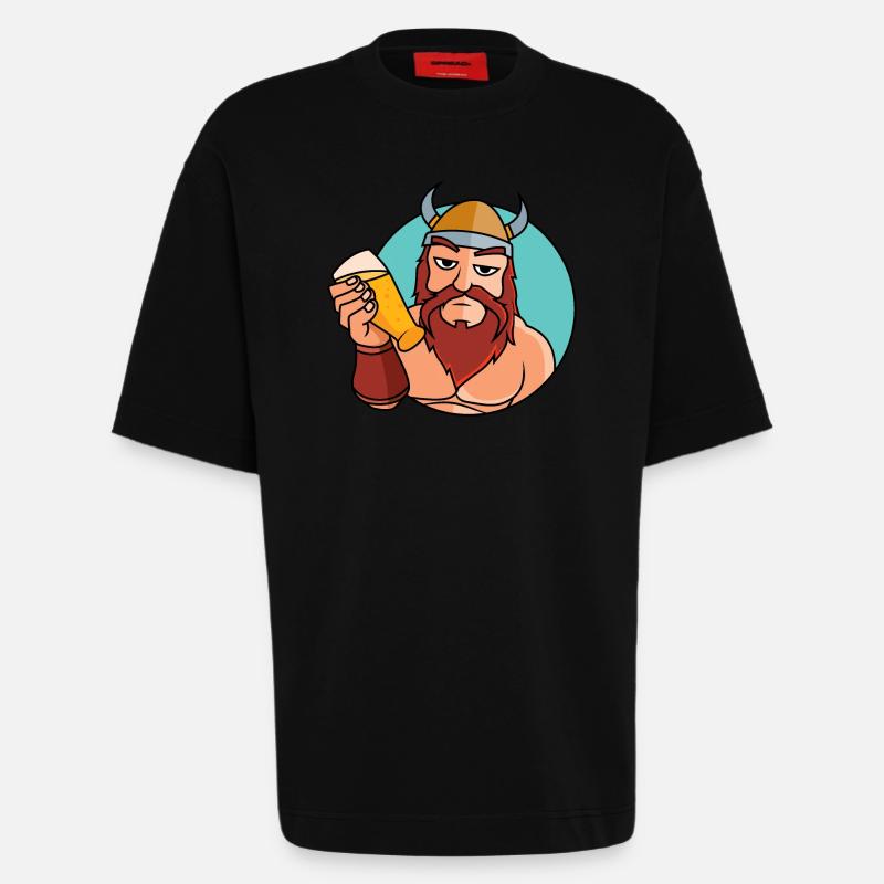 Wikinger mit Bierglas - Heavyweight T-Shirt - made by SPREAD  - SOLID BLACK