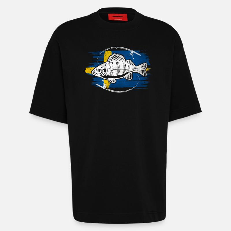 Perche de pêche de Suède - T-shirt bio épais oversize fabriqué en UE - SOLID BLACK