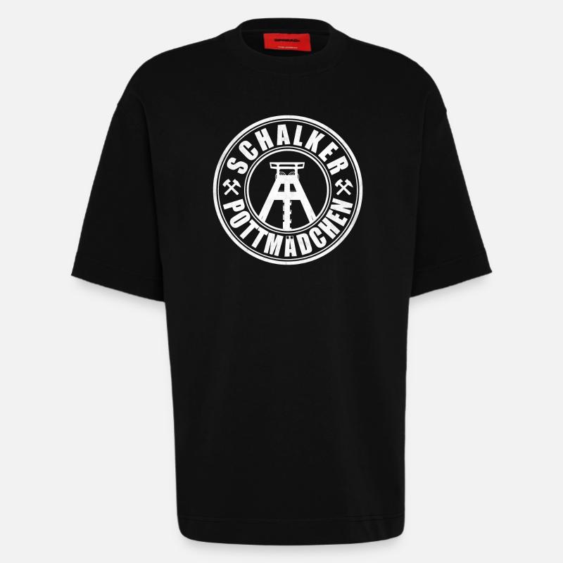Schalker Pottmädchen | Ruhrpott Mädchen - Heavyweight T-Shirt - made by SPREAD - SOLID BLACK