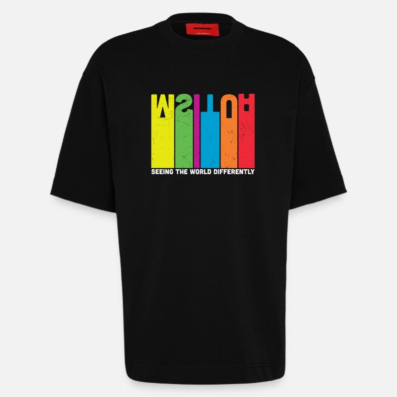 L’autisme voit le monde différemment - T-shirt bio épais oversize fabriqué en UE - SOLID BLACK
