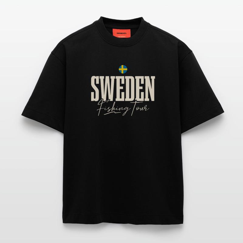Excursion de pêche en Suède T-shirt bio épais oversize fabriqué en UE