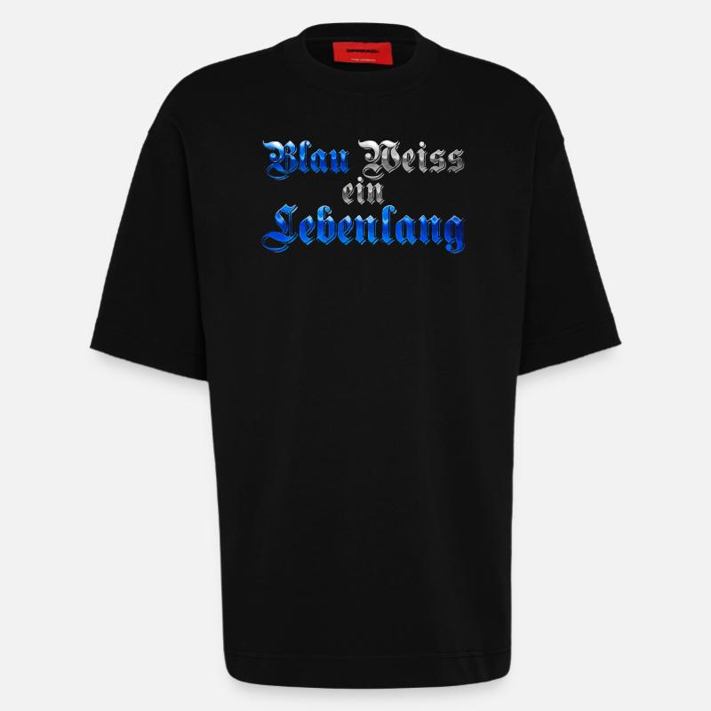 Blau Weiss ein Lebenlang - Heavyweight T-Shirt - made by SPREAD  - SOLID BLACK