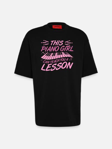 Piano Mädchen - Heavyweight T-Shirt - made by SPREAD - SOLID BLACK