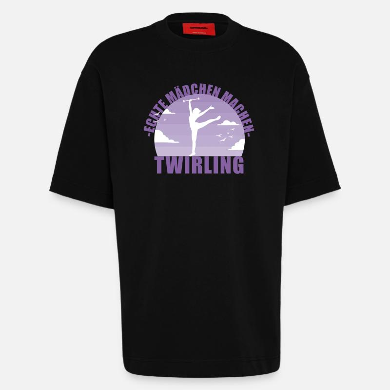 Echte Mädchen machen Twirling - Heavyweight T-Shirt - made by SPREAD  - SOLID BLACK