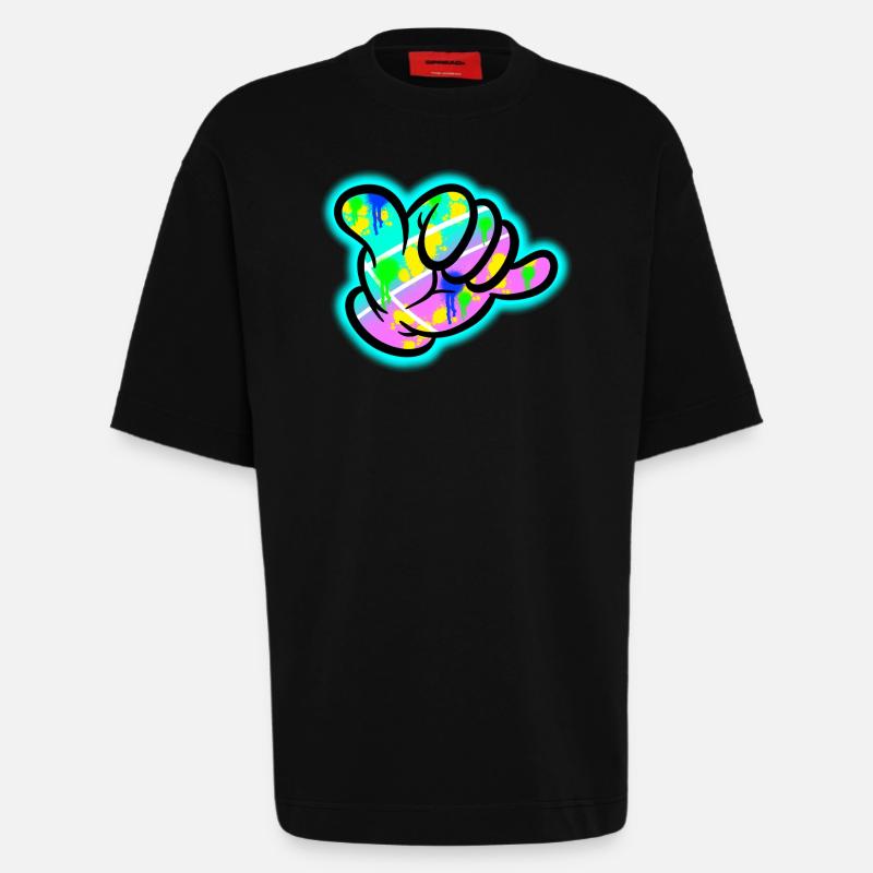 Shaka Graffiti Farbexplosion - Heavyweight T-Shirt - made by SPREAD  - SOLID BLACK