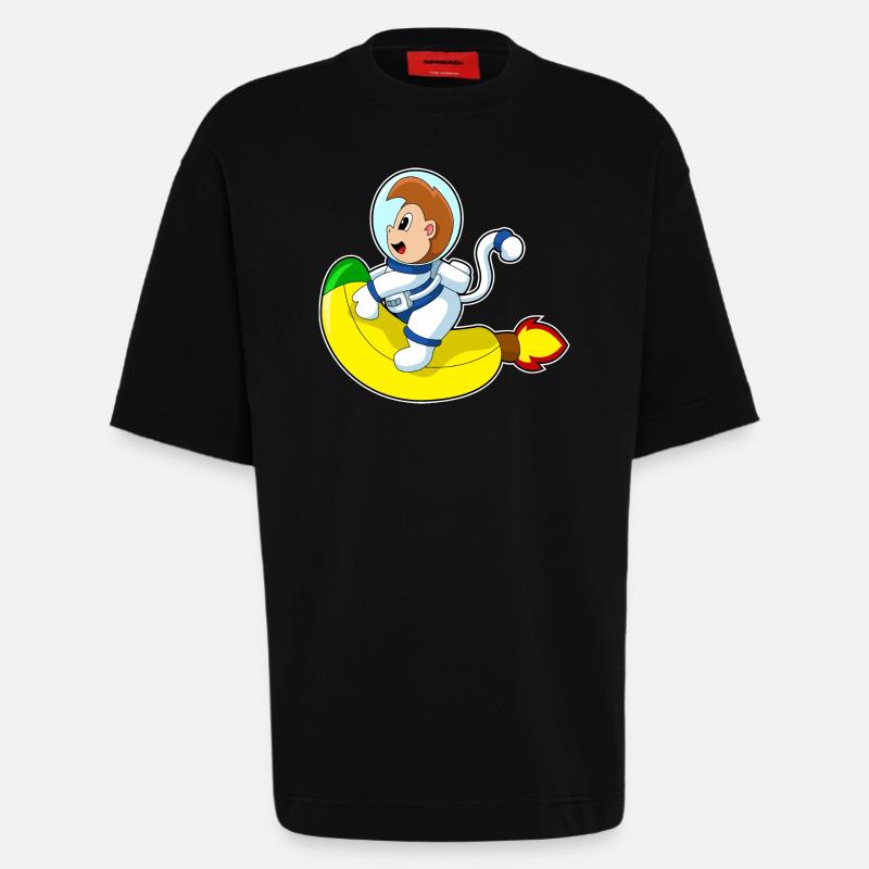 Affe Banane Astronaut - Heavyweight T-Shirt - made by SPREAD  - SOLID BLACK