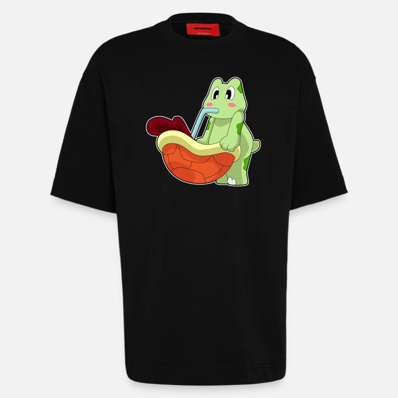 Schildkröte Kaffee Becher - Heavyweight T-Shirt - made by SPREAD  - SOLID BLACK