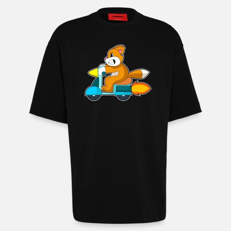 Katze Motorroller - Heavyweight T-Shirt - made by SPREAD  - SOLID BLACK