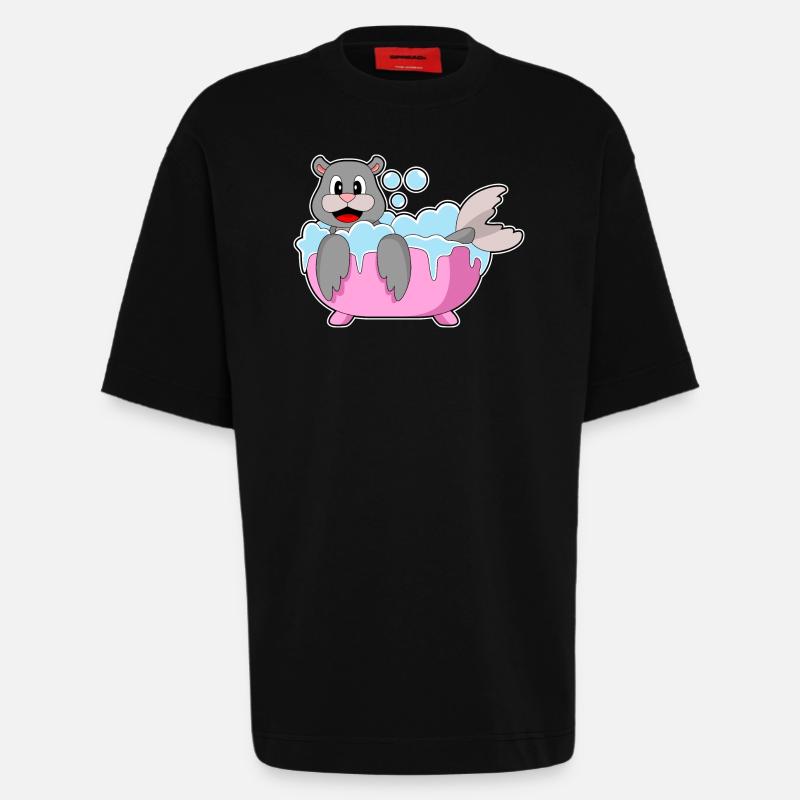 Baignoire scellée - T-shirt bio épais oversize fabriqué en UE - SOLID BLACK
