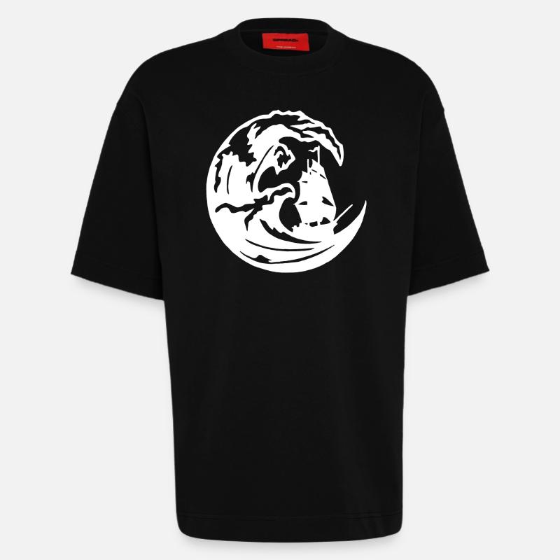 The Great White Wave - Heavyweight T-Shirt - made by SPREAD  - SOLID BLACK
