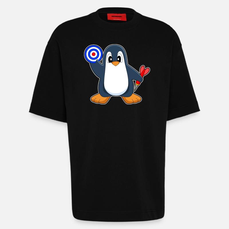 Cible de fléchettes Penguin Dart - T-shirt bio épais oversize fabriqué en UE - SOLID BLACK