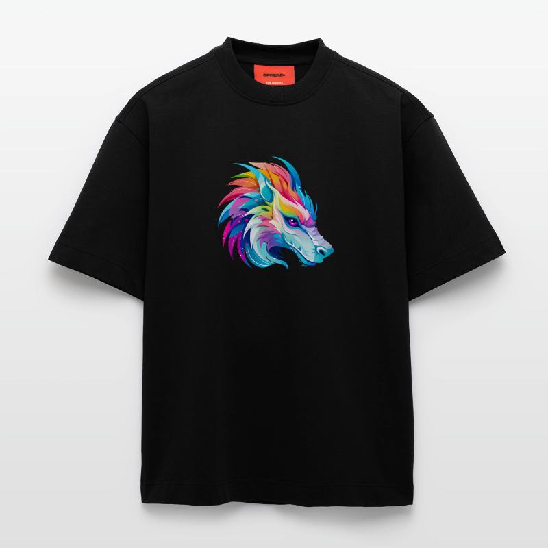 Rainbow Dragon Head Heavyweight T-Shirt - made by SPREAD 