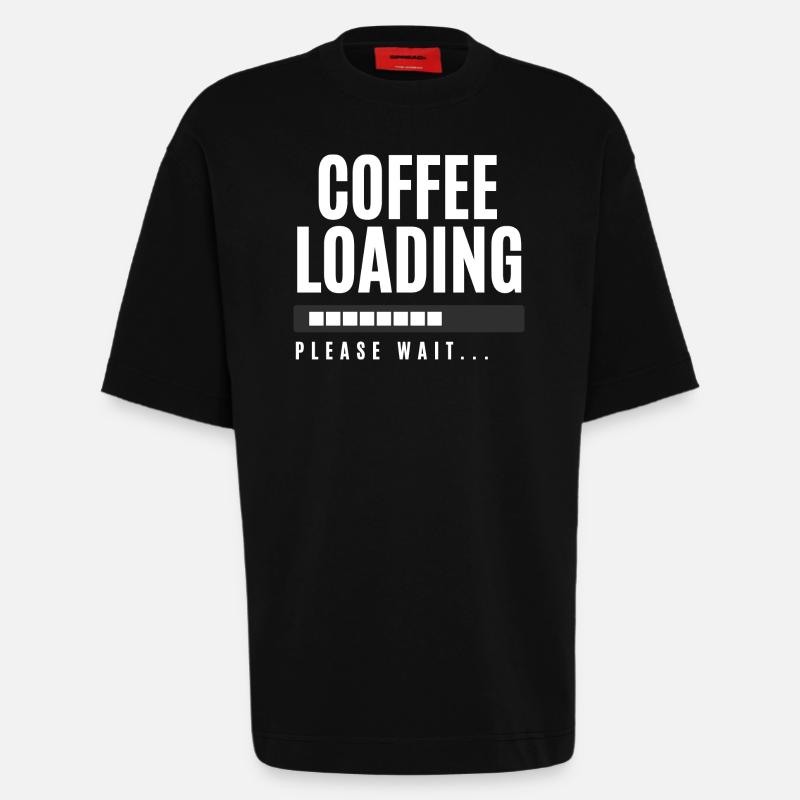 Kaffee wird geladen Bitte warten - Heavyweight T-Shirt - made by SPREAD  - SOLID BLACK