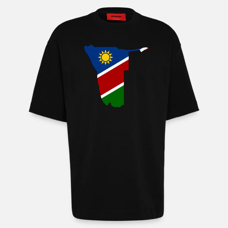 Namibia flag map - Heavyweight T-Shirt - made by SPREAD  - SOLID BLACK