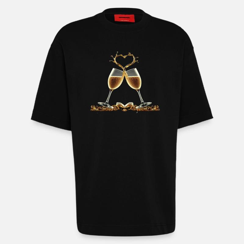 Zwei Gläser bilden ein Herz / Geschenkidee - Heavyweight T-Shirt - made by SPREAD - SOLID BLACK