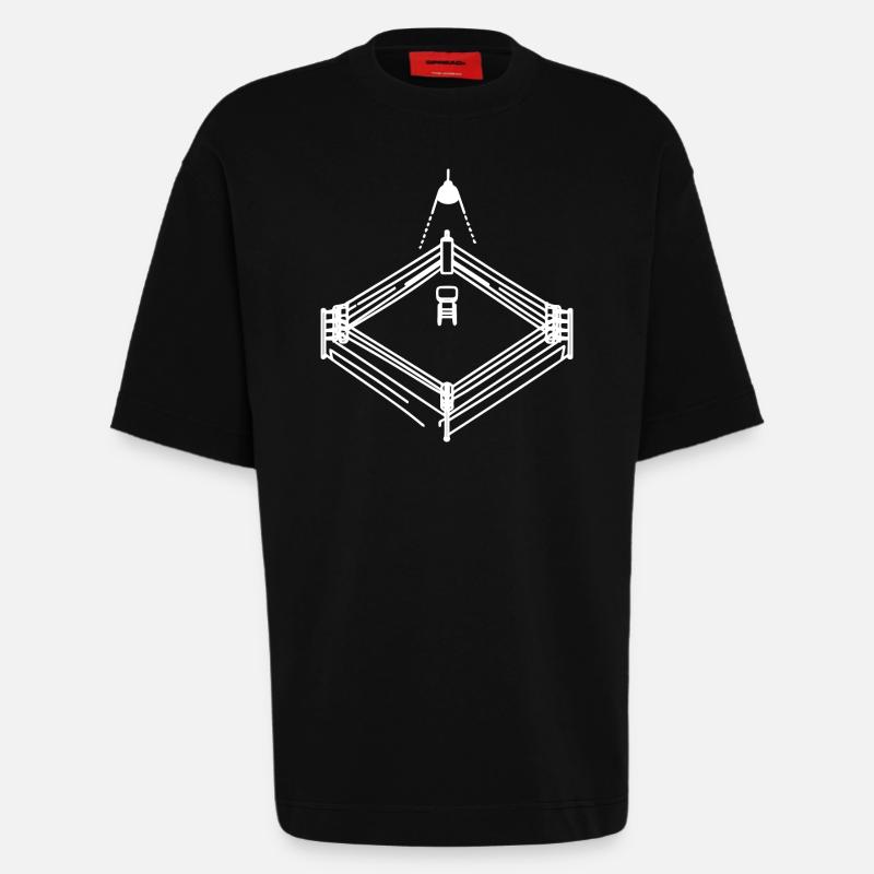 Dessin de ring de boxe - T-shirt bio épais oversize fabriqué en UE - SOLID BLACK