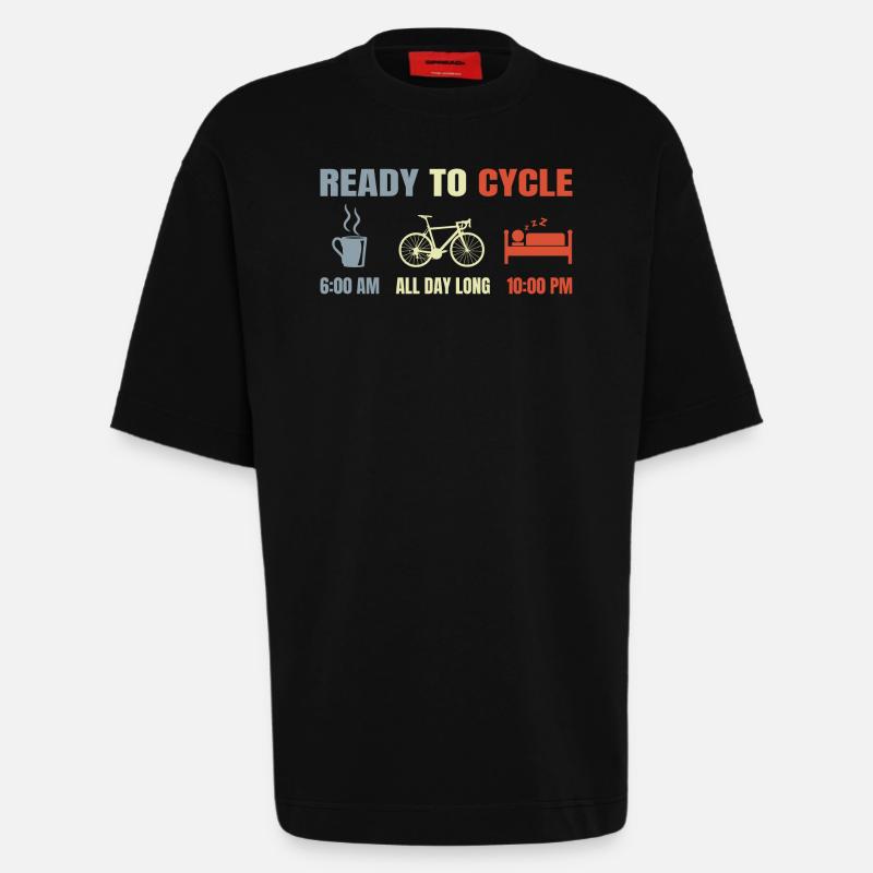 Cyclists schedule - Heavyweight T-Shirt - made by SPREAD  - SOLID BLACK