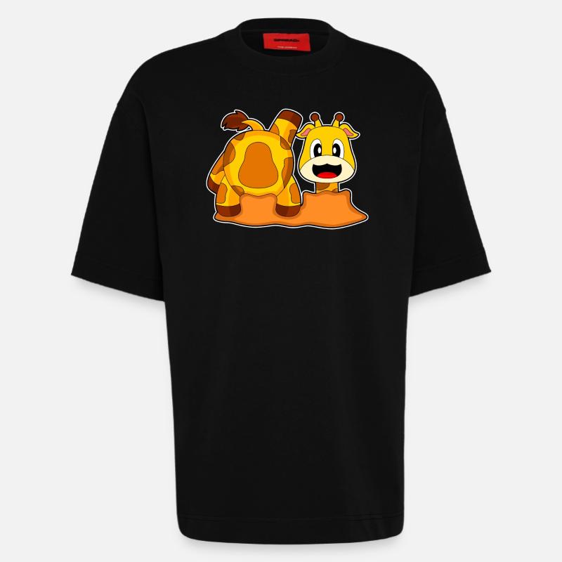 Giraffe Earth Hole - Heavyweight T-Shirt - made by SPREAD - SOLID BLACK