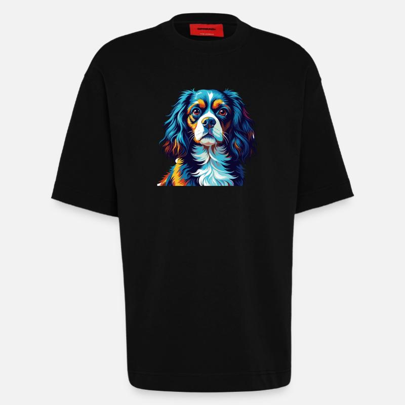 Cavalier King Charles Spaniel Hunderasse Karikatur - Heavyweight T-Shirt - made by SPREAD  - SOLID BLACK
