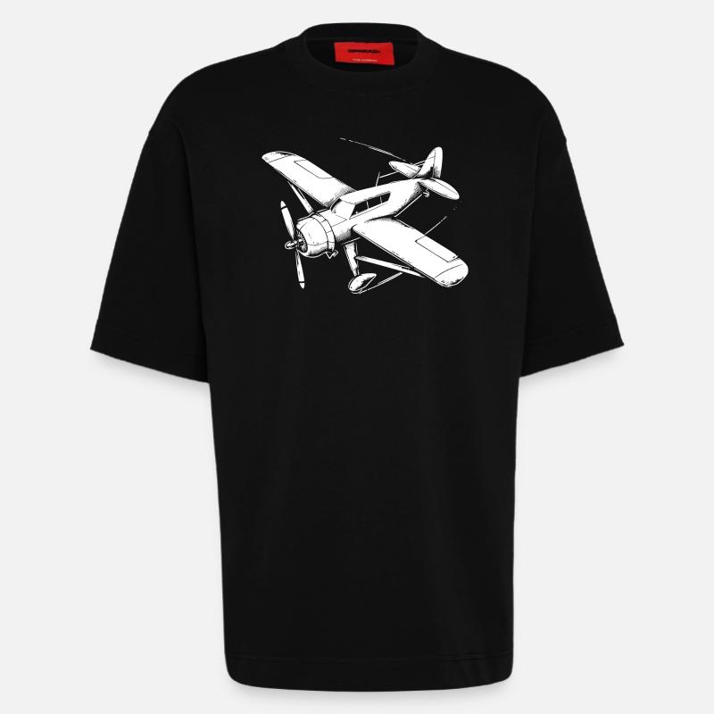 Dessin de plan d’hélice - T-shirt bio épais oversize fabriqué en UE - SOLID BLACK