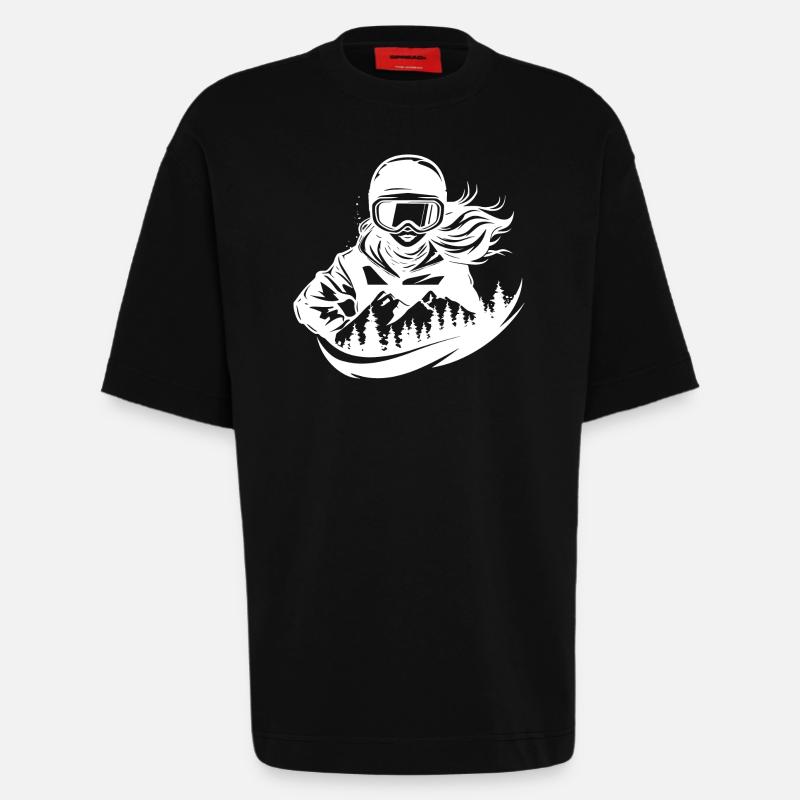 Snowboarderin Mädchen - Heavyweight T-Shirt - made by SPREAD - SOLID BLACK