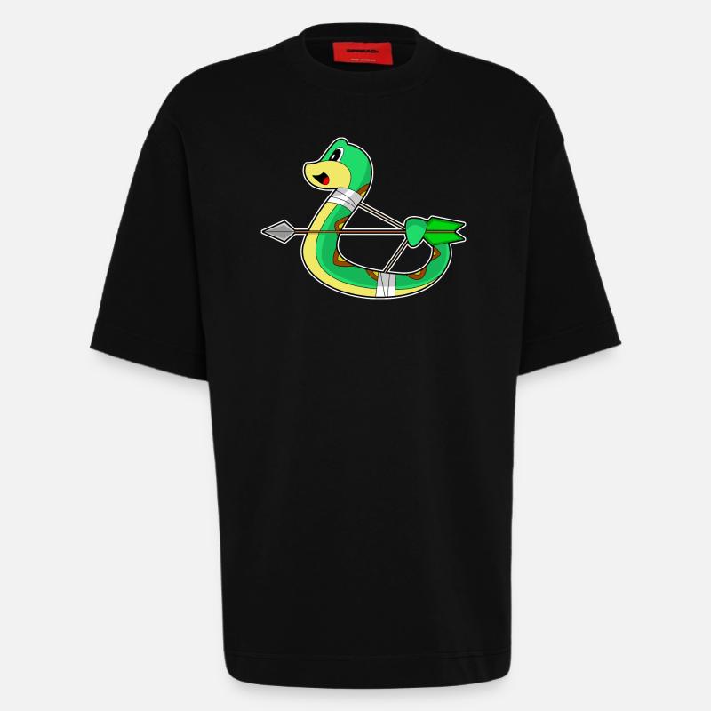 Arc d’archer serpent - T-shirt bio épais oversize fabriqué en UE - SOLID BLACK
