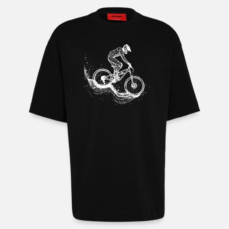 Mountain Biking Drawing - Heavyweight T-Shirt - made by SPREAD  - SOLID BLACK