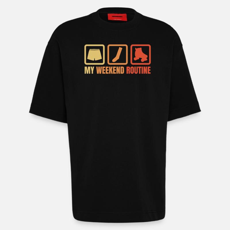 Wochenende mit Rollschuhen - Heavyweight T-Shirt - made by SPREAD  - SOLID BLACK