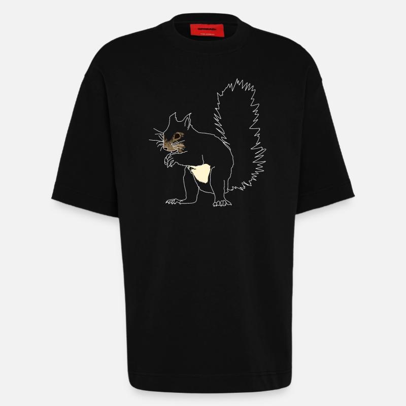 Eichhörnchen lineart - Heavyweight T-Shirt - made by SPREAD  - SOLID BLACK