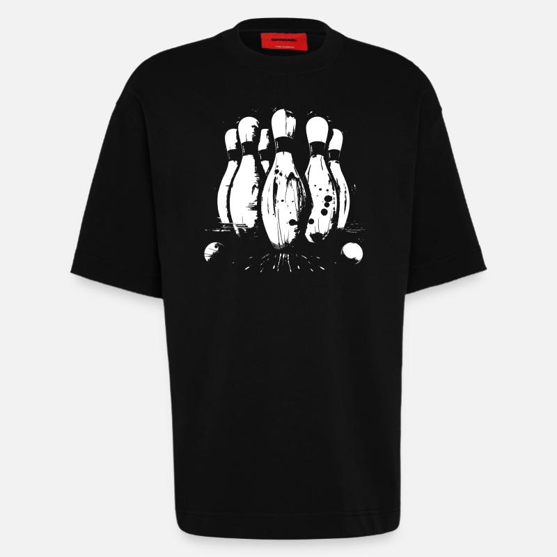 Graphismes du jeu de bowling - T-shirt bio épais oversize fabriqué en UE - SOLID BLACK