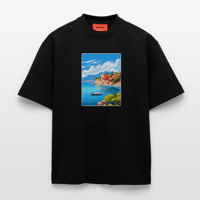 Corfou Grèce Affiche de voyage Souvenir Carte Postale Peinture T-shirt bio épais oversize fabriqué en UE